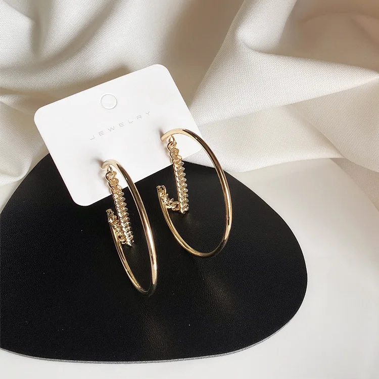 Корейские большие серьги кольца в форме Луны ювелирное украшение для женщин и
