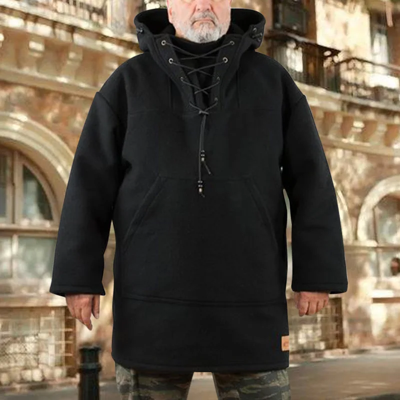 

Fashion New Solid Man Hoodies Winter Mid-Length Casual Woolen Oversized Hoodie Men Sweatshirt Mens Trendy Top