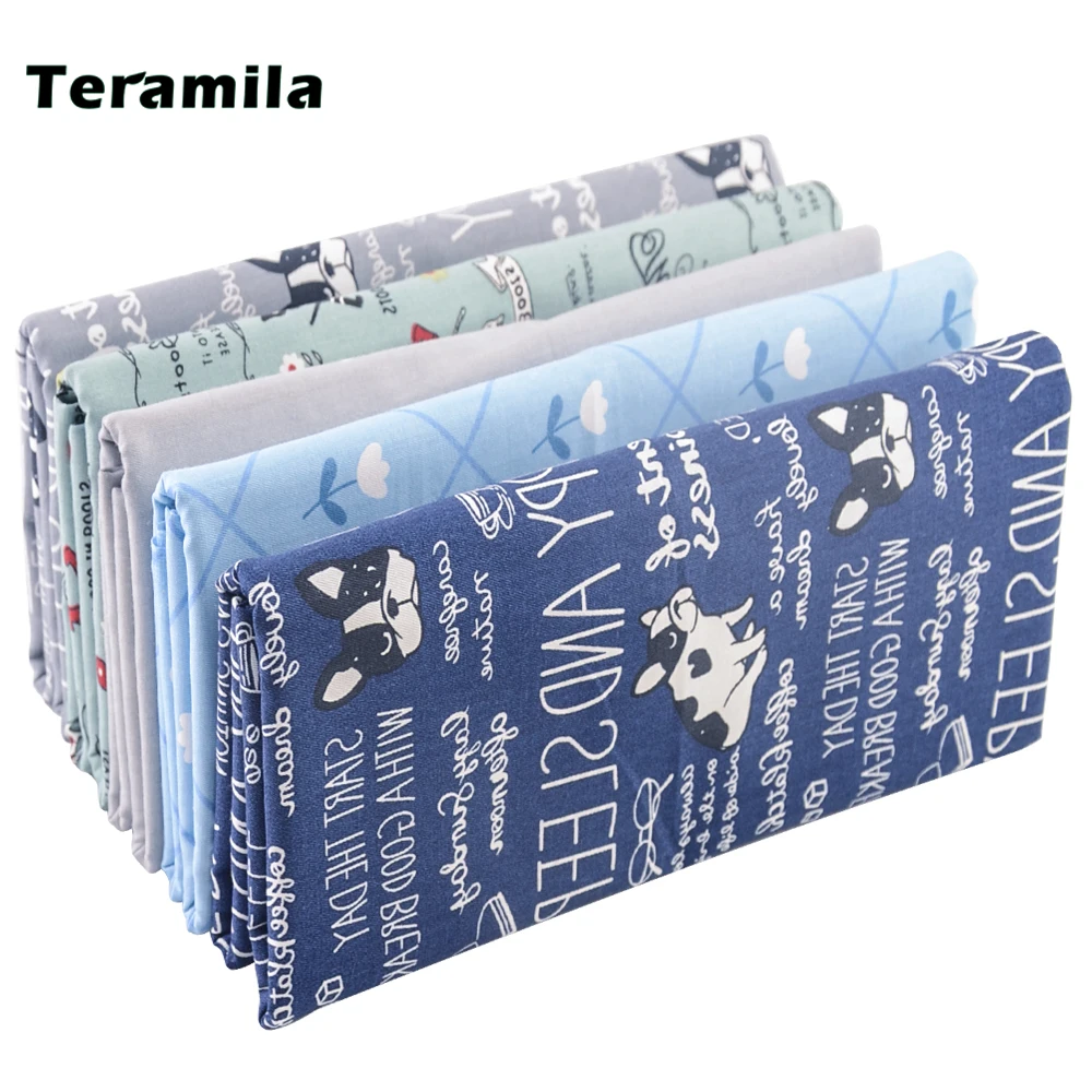 

Teramila 50*160cm Bright Color Dogs Printed Patchwork Cloth Cotton 100% Fabrics for Sewing Dress Quilting Needlework Half Meters