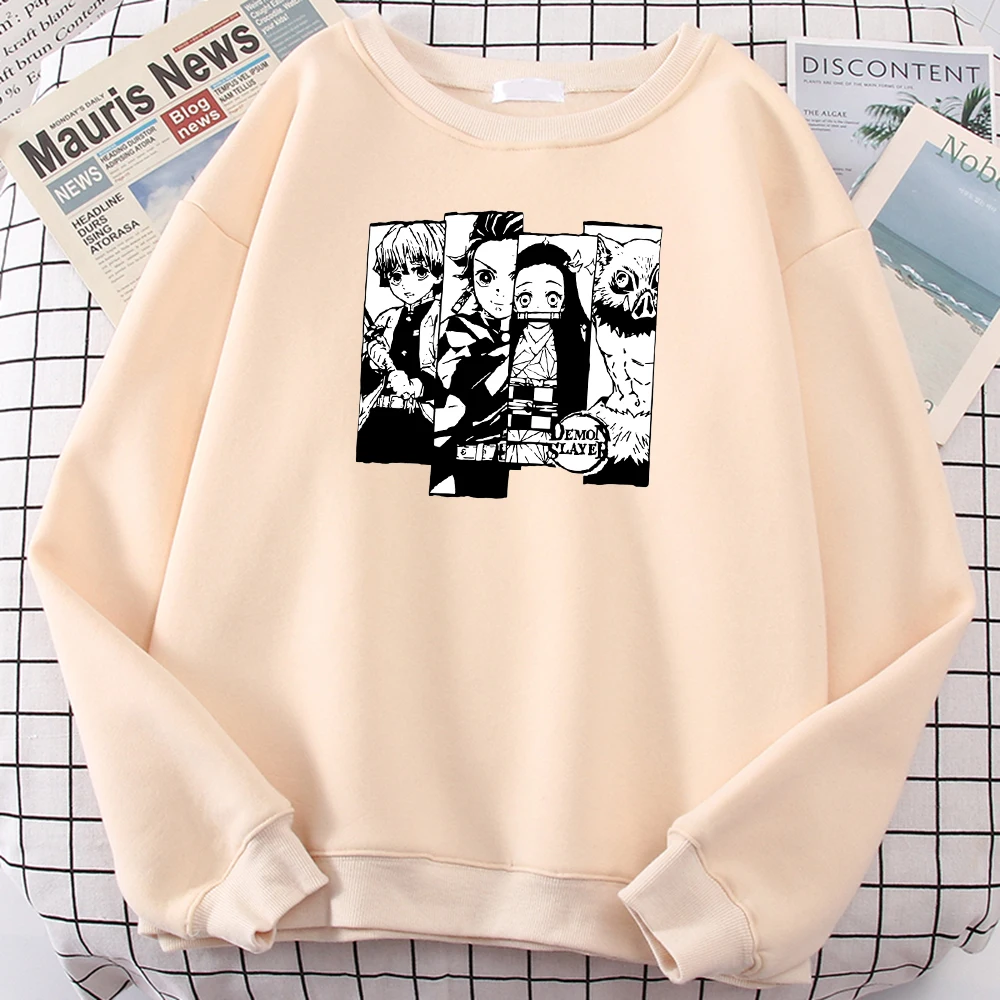 

Woman Pullover Anime Demon Slayer Ghost Squad Role Print Sudadera Woman Casual O-Neck Oversize Sweatshirt Fleece Warmwoman Tops