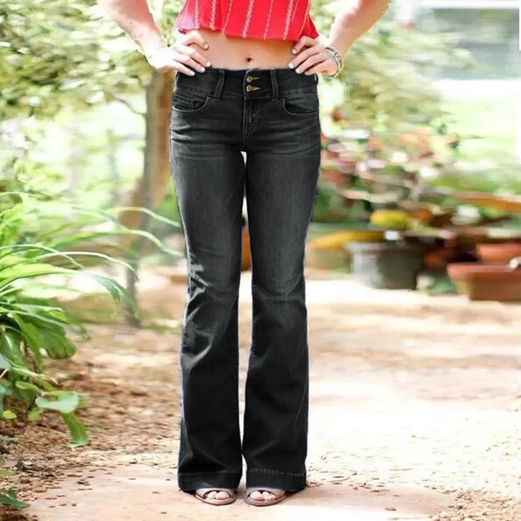 Женские модные джинсовые брюки-клеш в стиле ретро рваные джинсы с широкими
