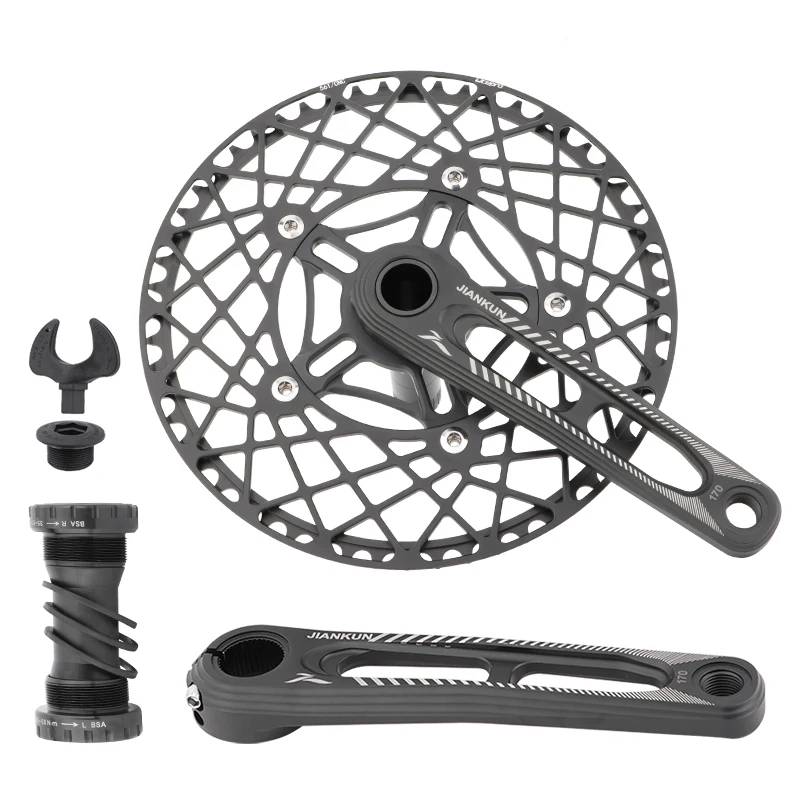 

JIANKUN Folding Bicycle Crank Set BCD130mm Ultra Light Aluminum Alloy Hollow Crankset Chain Ring 52/53/56 / 58T Bicycle Crank