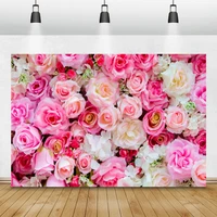 laeacco pink rose flowers wedding party decor photography backdrop birthday valentines day portrait background for photo studio