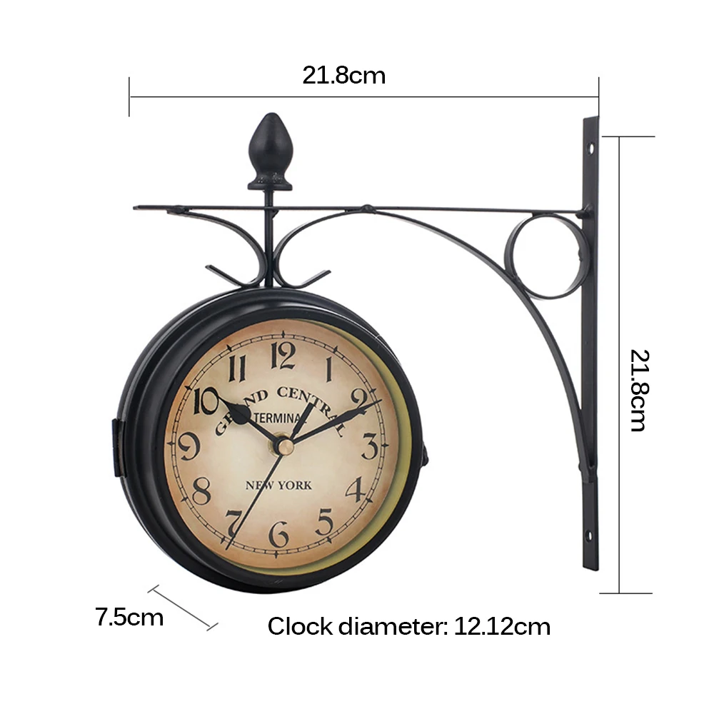 Retro Double-Sided Wall Clock Silent Quartz Large Vintage Living Room Home Decoration | Дом и сад