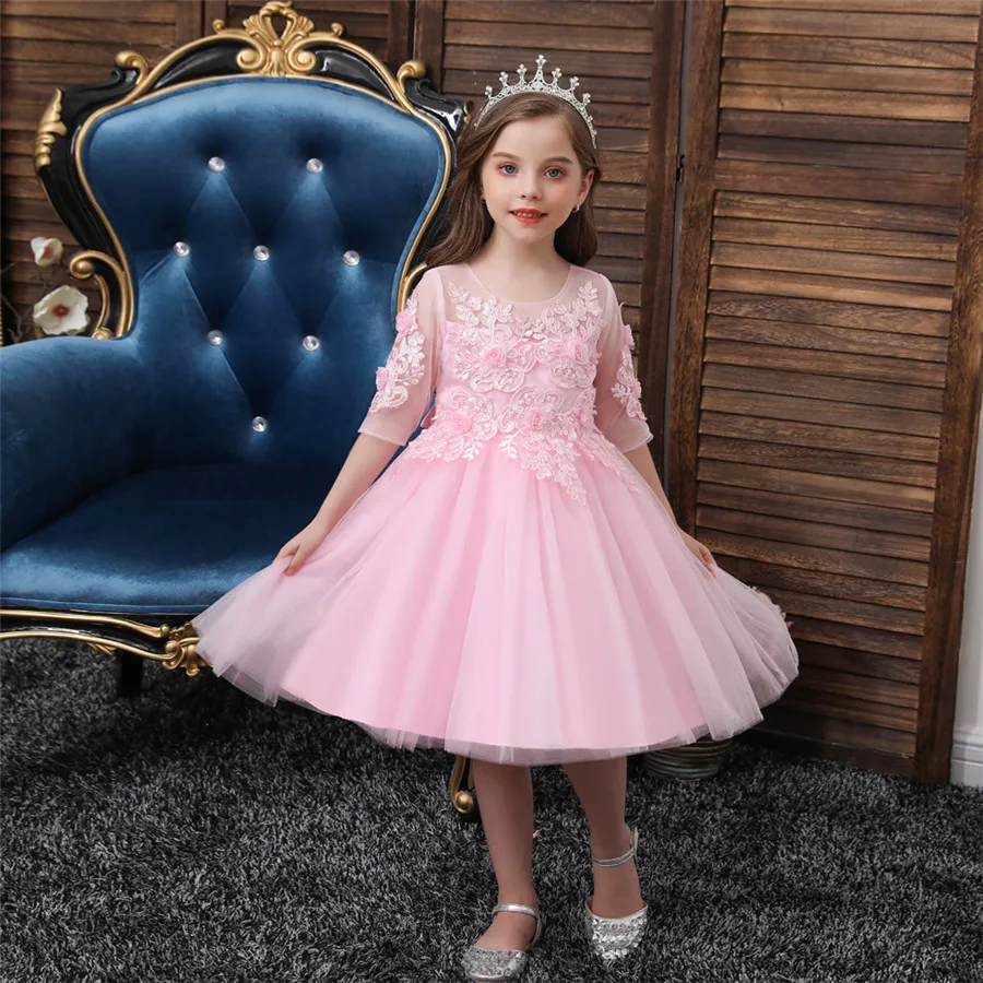 

Летнее платье с цветочным рисунком для маленьких девочек, детская одежда с коротким рукавом, Детские Свадебные платья подружки невесты, кос...