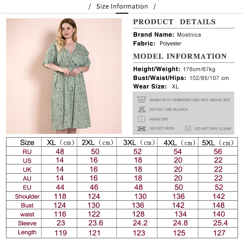 

Mostnica Mint Plus Split Sleeve Ditsy Floral Print Belted Summer Midi Dress Women Fashion Casual Plus Size V Neck Wrap Dresses