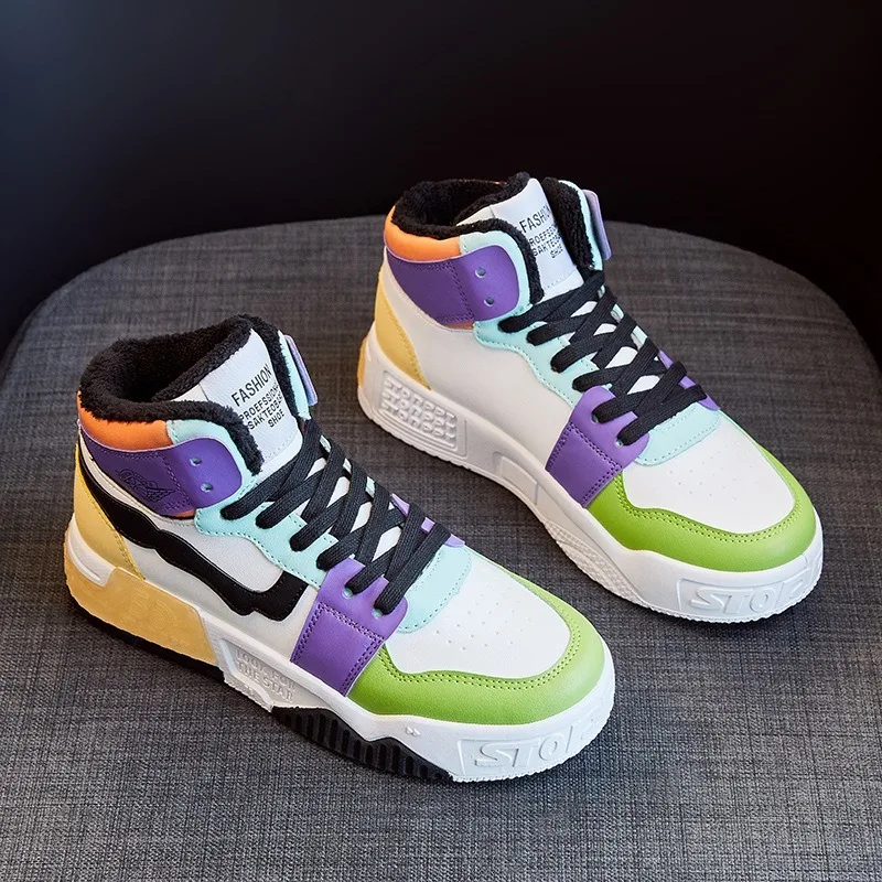 

2020 Autumn New Women Plus Velvet keep Warm Casual Sneakers Women Cotton Shoes Thick-Soled Non-Slip Wear-Resistant Women's Shoes