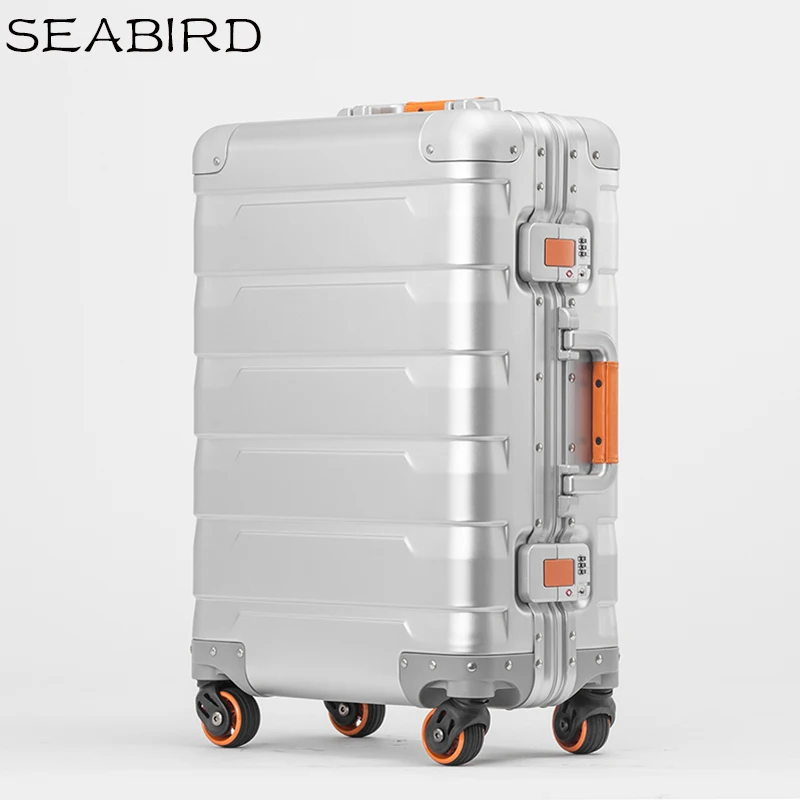 SEABIRD 100% Алюминиевый Чемодан на колесиках с жесткой ручкой Дорожный чемодан 20
