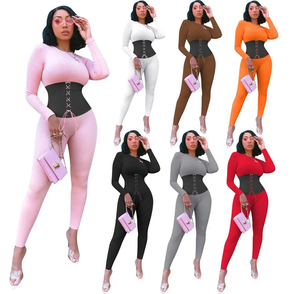 

Ribbed Jumpsuit Women Long Sleeve Bandage Bodycon Jumpsuit Romper Overalls for Women Elegant Night Club One Piece Outfit Women