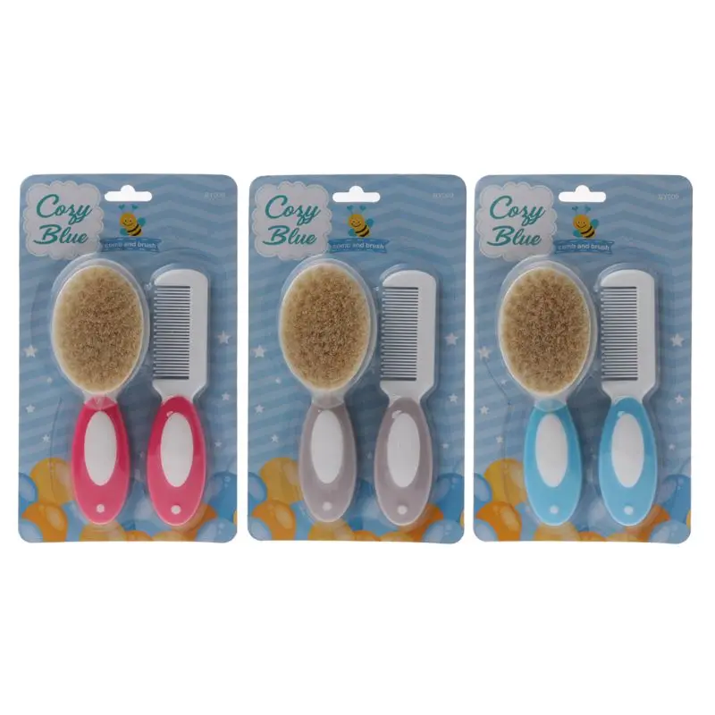 

2pcs Portable Soft Newborn Baby Hair Brush Baby Kids Comb Child Hairbrush Sets Boys Girls Head Massager