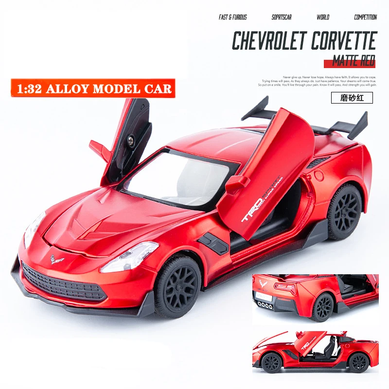 No Original Box 1:32 Corvette Diecasts& Toy vehicles сплав оттягивающийся автомобиль игрушки Модель со звуком и светильник игрушечные машинки для детей Подарки - Цвет: No Original Box