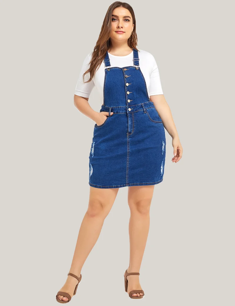 Джинсовое летнее винтажное платье для женщин большие размеры синие женские