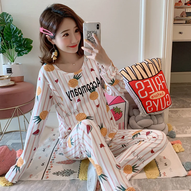 Модная Пижама для кормящих женщин 2020 Весенний костюм сна с длинным рукавом