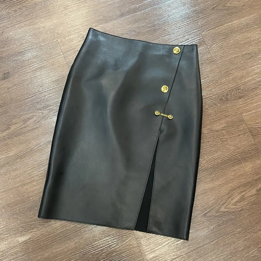

Women Skirt Natural 100% Sheepskin Leather 2020 Fashion Long Skirt Real Sheepskin Leather Skirt H924