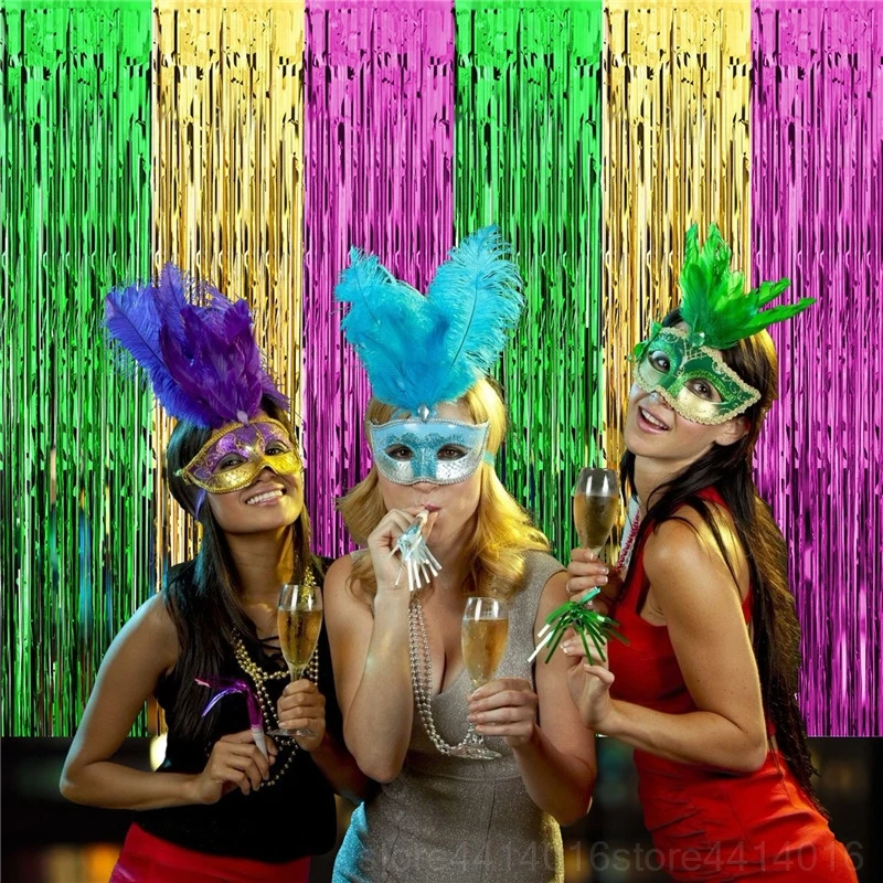 2 м/3 м розовый Золотой Радужный фон с блестками фольга полосатый провод шторы