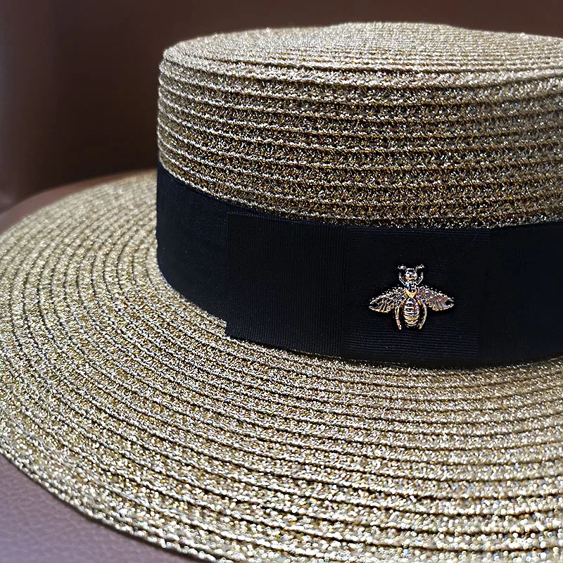 Шляпка плетеная женская Соломенная Панама от солнца в стиле ретро с маленькой