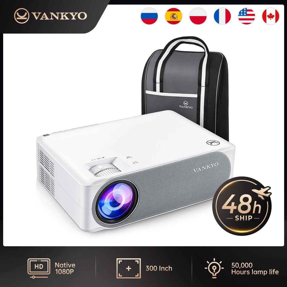 Wi Fi проектор VANKYO V630W 1080P HD производительность 300 дюйма светодиодный совместимый с