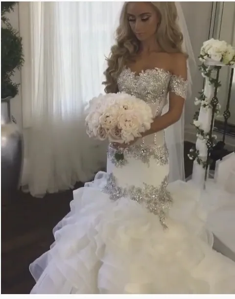 

Luxury Sweetheart Beaded Lace Mermaid Wedding Dresses 2020 Off Shoulder Appliques Saudi Arabia Bridal Wedding Gowns Bride Dress