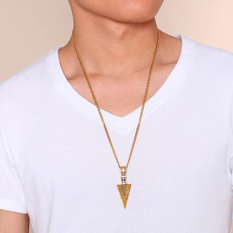 

Simple personality metal spearhead necklace explosion models unisex fashion necklace jewelry