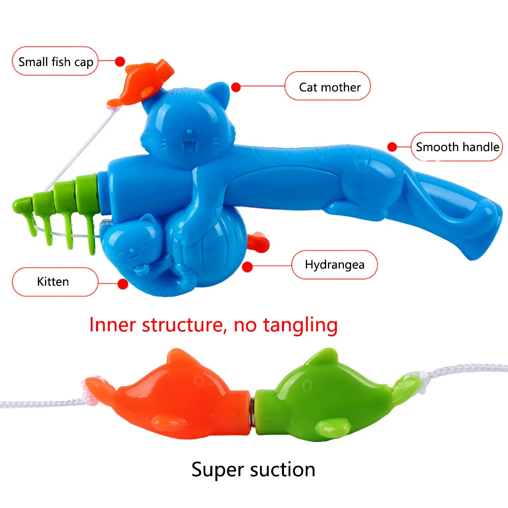 Детская игрушка сильная Магнитная Удочка милый котенок рыбалка родитель-ребенок