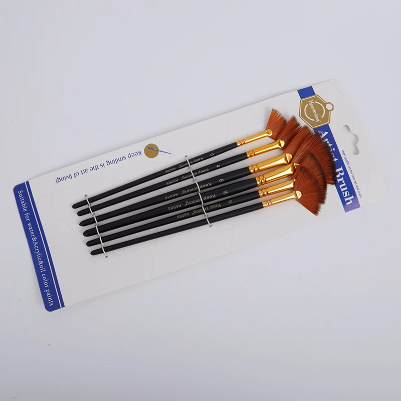 

6 шт./компл. Веерообразный нейлоновый волос гуашь акриловая Акварельная краска кисть для школы Рисование кисть художественные принадлежнос...