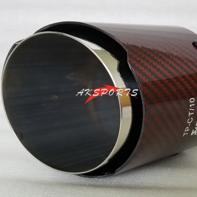 Универсальный Akrapovic углеродного волокна выхлопная труба глушитель наконечник глянцевый красный саржевое волокно Крышка для Audi