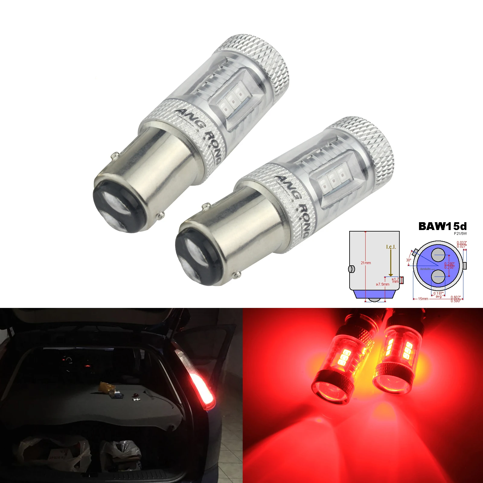 

ANGRONG 2x RED SAMSUNG PR21/5W 780 BAW15d LED Indicator Tail Stop Brake Light Bulb 12V