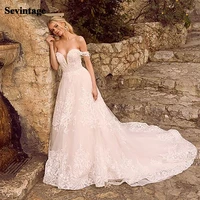 sevintage lace wedding dresses 2021 luxury sweetheart off the shoulder a line bridal dress boho wedding gowns vestido de noiva