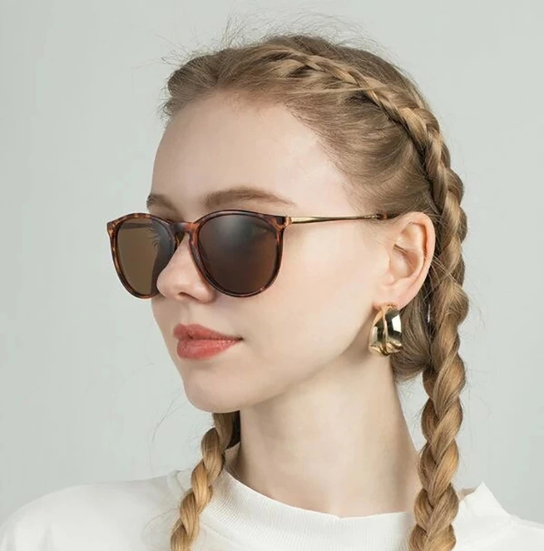 Солнцезащитные очки мужские и женские круглые леопардовые винтажные|Женские