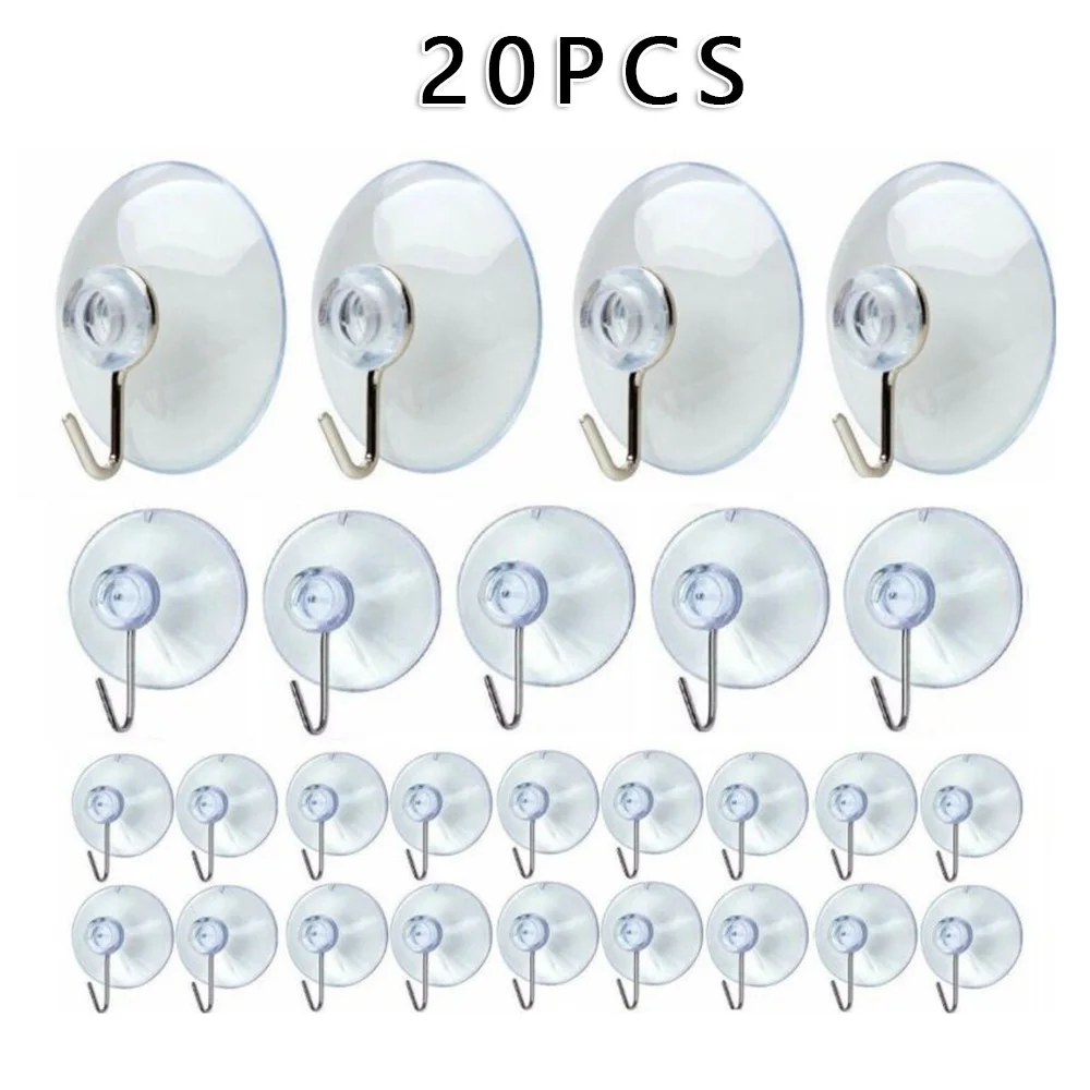 

20PCS Hooks Casement Suction Cups With Metal Hooks Hanger Hanging Hook Cup Sucker Door Wall Hangers Hooks 25mm