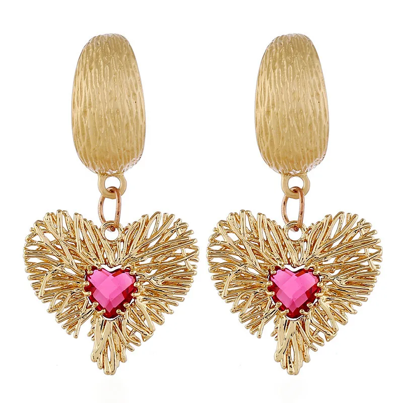 DiLiCa простые Винтажные серьги для женщин сережки в форме сердца с кристаллами