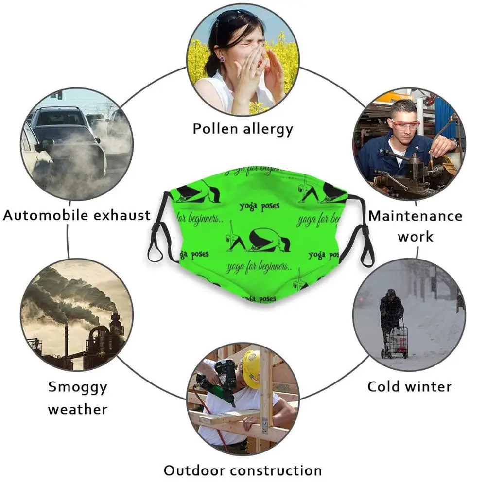 Di Collection - Yoga Poses 2 Funny Print Reusable Pm2.5 Filter Face Mask Pose International Divas Silent | Аксессуары для одежды