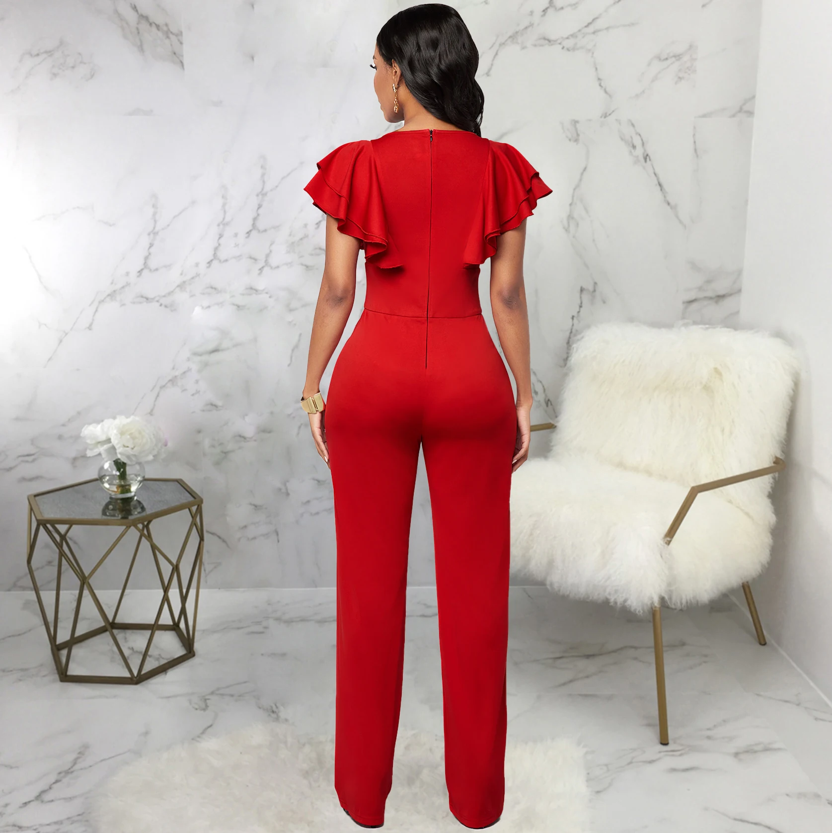 Новинка 2020 Модный женский комбинезон Клубная одежда с оборками трико