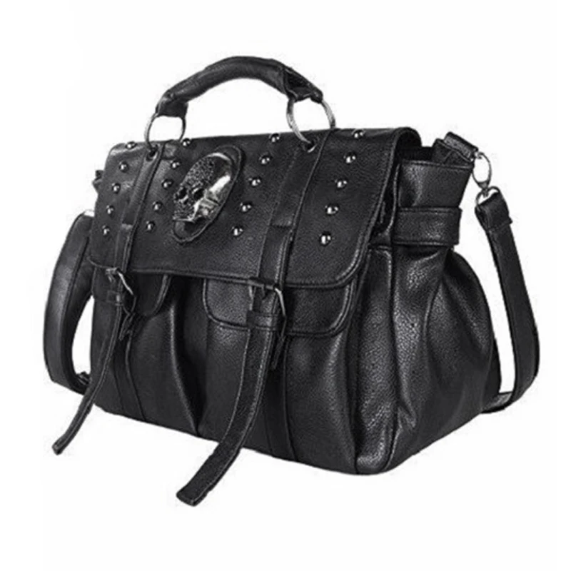 Shoulder Bag Lady Fashion Bag Designer Punk Skull Rivet Bag All-Match Women's Handbag Black Big Tote Bag