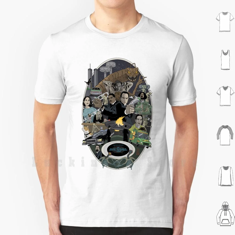 Постер в стиле фильма мужчины задней части футболка большого размера из 100%