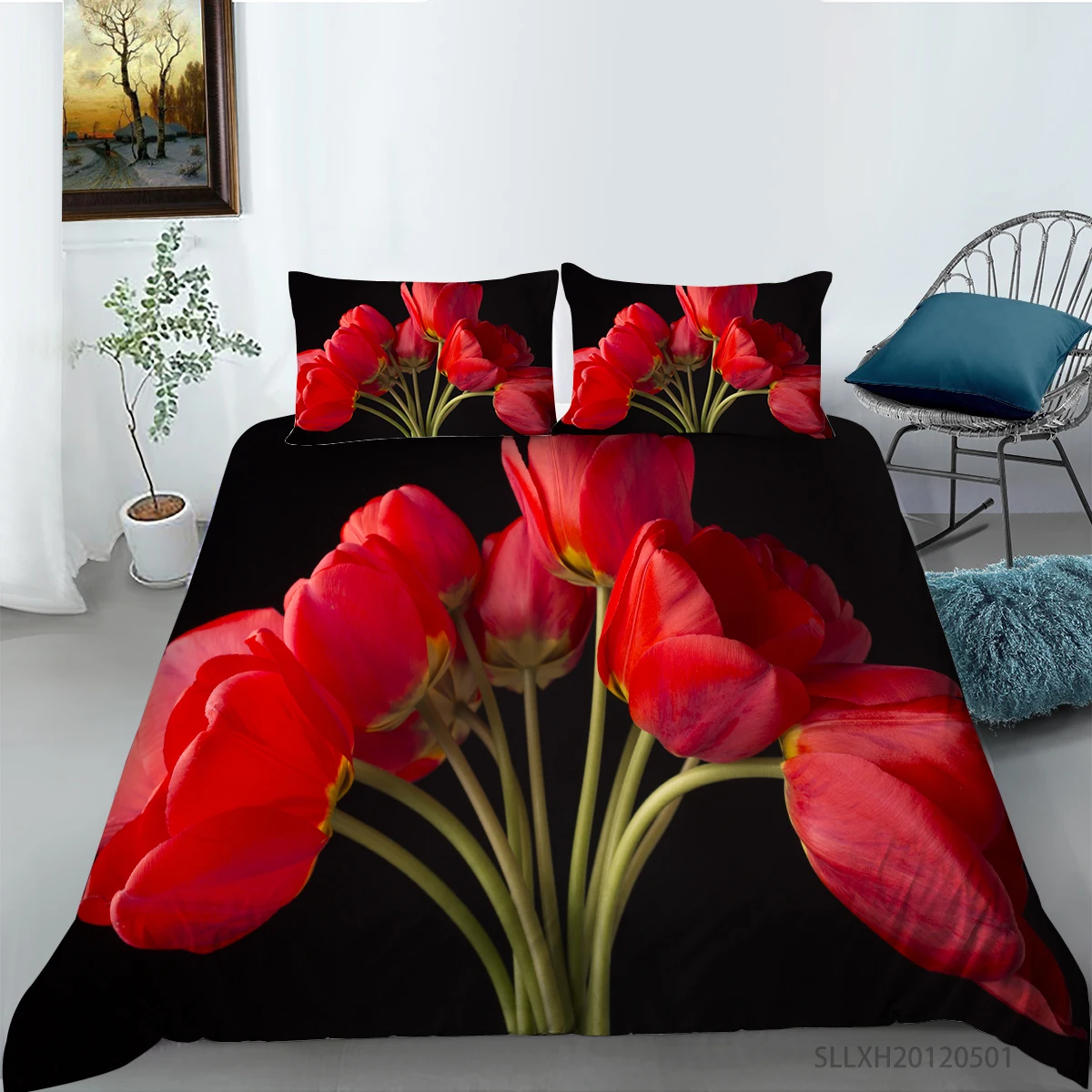 

Luxury Lavender Floral Print Bedding set Quilt cover with pillowcases All sizes for woman Home Textiles