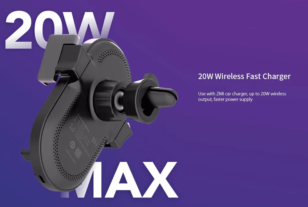 Xiaomi ZMI Kit 20 Вт Max Qi Беспроводное Автомобильное зарядное устройство с автомобильным зарядным устройством WCJ10 Быстрая зарядка автомобильный держатель телефона 360 градусов для iPhone Xiaom