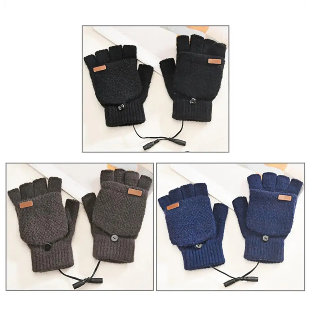 

Бесплатная доставка, вязаные перчатки с подогревом для ноутбука, теплые перчатки с открытыми пальцами и электрическим подогревом, женские ...