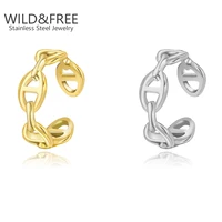 classic simple style stainless steel rings gold plated ring unisex party jewelry adjustable open ring gift for friend
