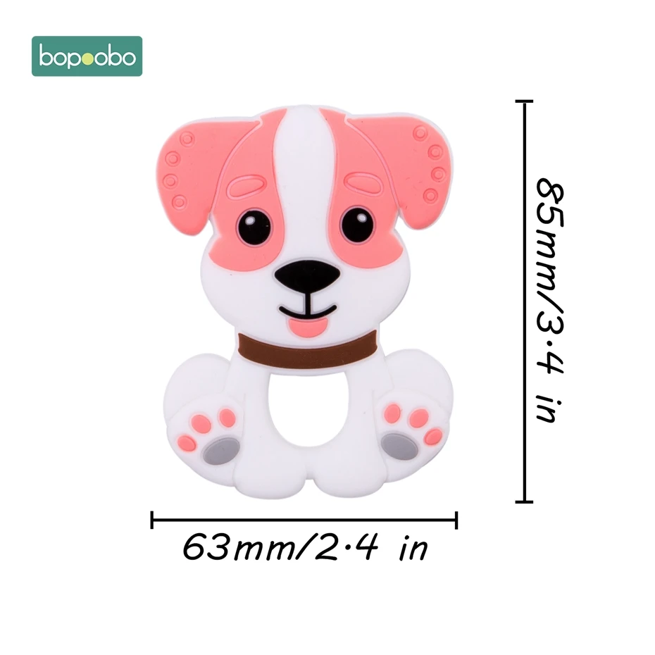Bopoobo 1 шт., детский прорезыватель, соски, клипсы, подарок для ребенка, пищевые силиконовые грызуны, прорезыватель из бисера, BPA бесплатно, подарок для ребенка, игрушки, силиконовые бусины - Цвет: Pink Dog