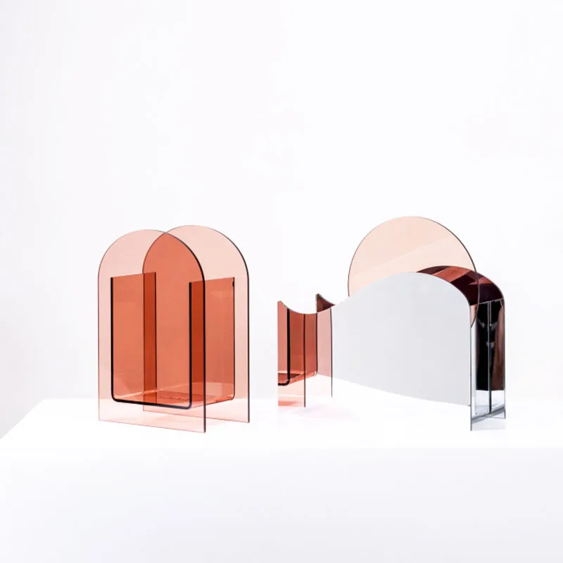 

Acrylic Mirror Vase Abstract Wave Shape Floral Ornaments Home Decoration