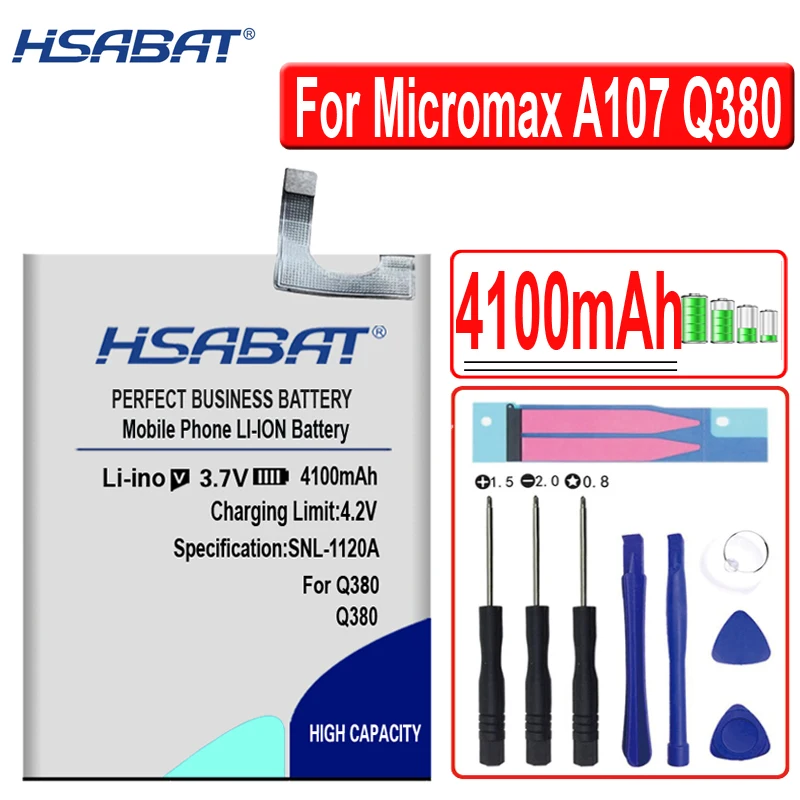 Аккумуляторы HSABAT 100% 4100 мА · ч высокое качество мобильный телефон для Micromax A107 Q380 |