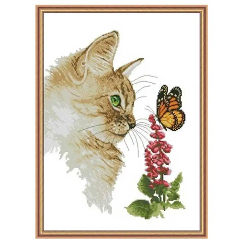

Набор для вышивки крестиком «Коричневый котёнок с бабочкой»