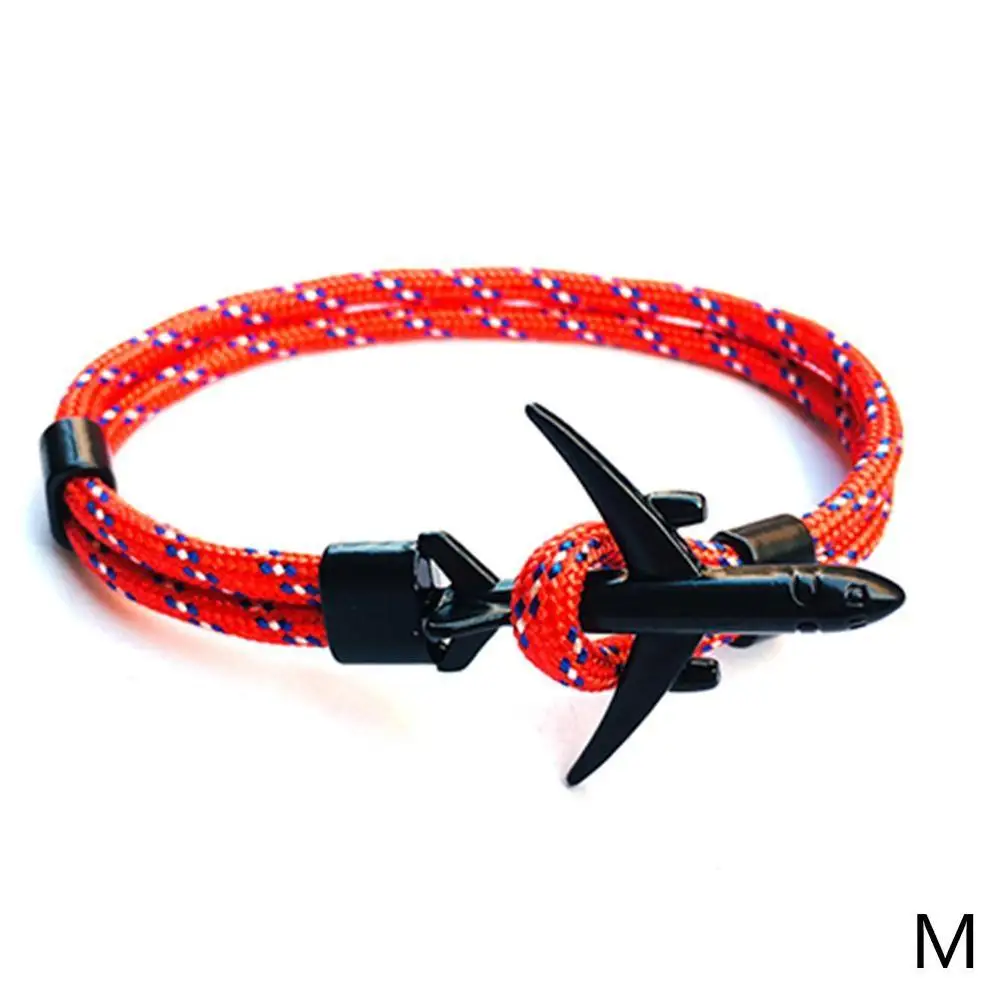 M Модный самолет браслет с якорем для мужчин CharRope Chain Para cord браслет мужской женский Air Force стиль обертывание металлические спортивные браслеты - Окраска металла: M