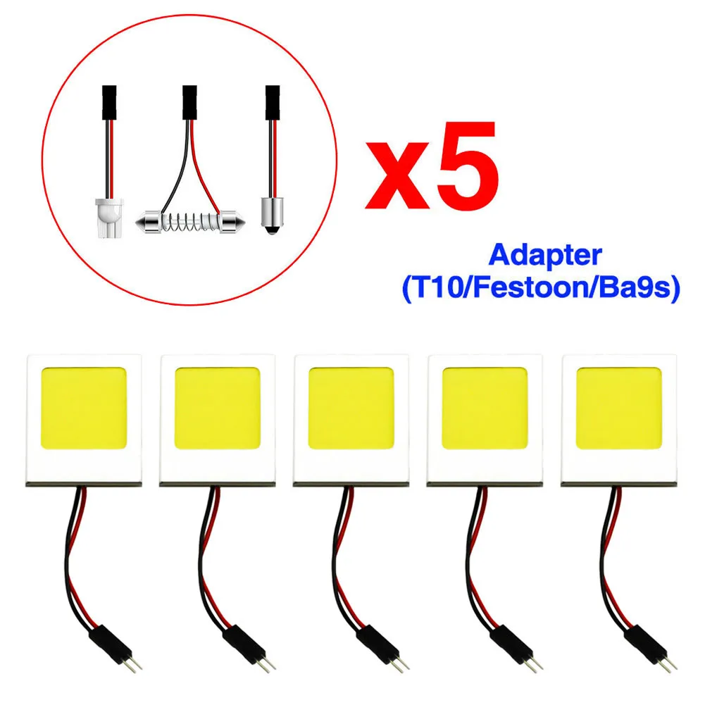 

5PCS Car Interior Light Panel 48 SMD LED T10 BA9S 12V Auto Interior Reading Lamp Bulb Light Dome Festoon Bulb