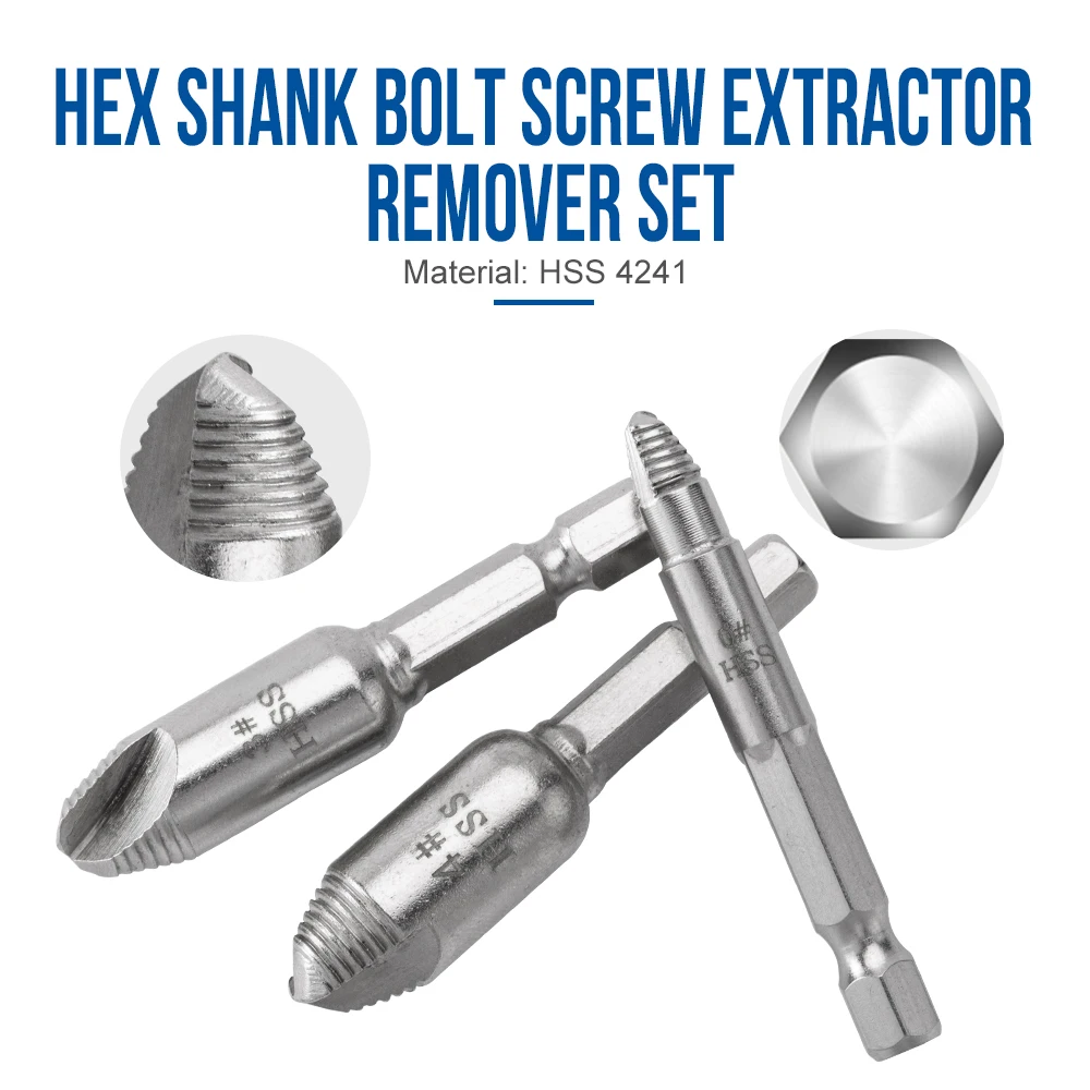 

NINDEJIN 5pcs Damaged Screw Extractor Drill Bit Extractor Drill Set Broken Speed Out Bolt Extractor Bolt Stud Remover Tool