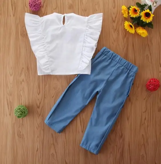 5 компл./лот комплекты одежды для маленьких девочек детская одежда белый (рубашка