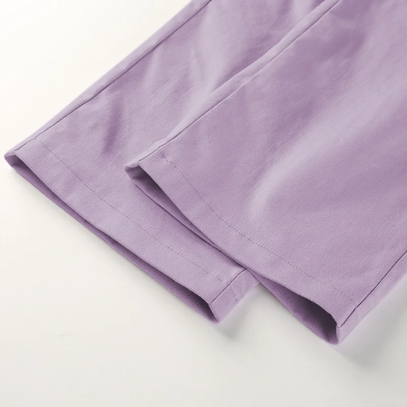 

Autumn Women's Trousers Loose High Waist Pant Cotton Female Long Pants Solid Cargo Pant Streetwear Purple Lady Casual Bottoms