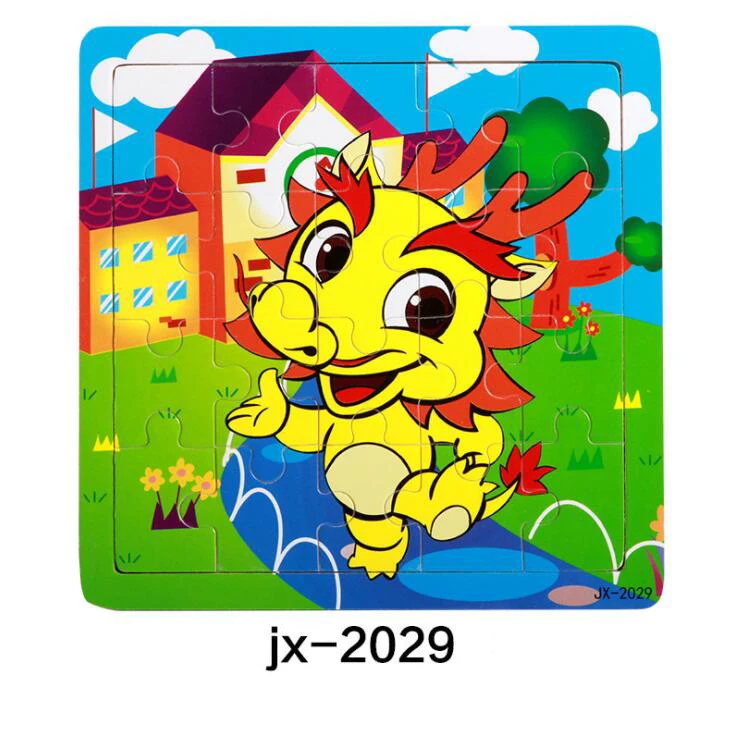 jx-2029 Детские игрушки деревянные 3d головоломки мультфильм животных интеллект Дети образовательный мозговой тизер детская танграмма формы обучающий пазл игрушка - Цвет: jx-2029