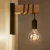 Скандинавская железная деревянная настенная лампа E27 в стиле ретро, комнатный промышленный светильник, бра для столовой, прикроватный светильник, освещение для спальни - изображение